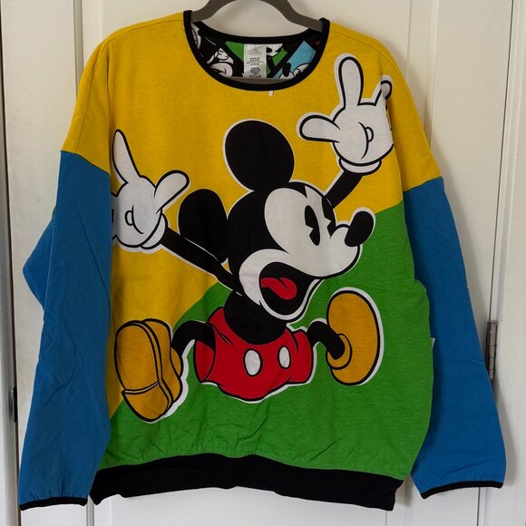 NWT Disney Parks Mickey Mouse Allover Print Reversible Sweatshirt SZ M/L